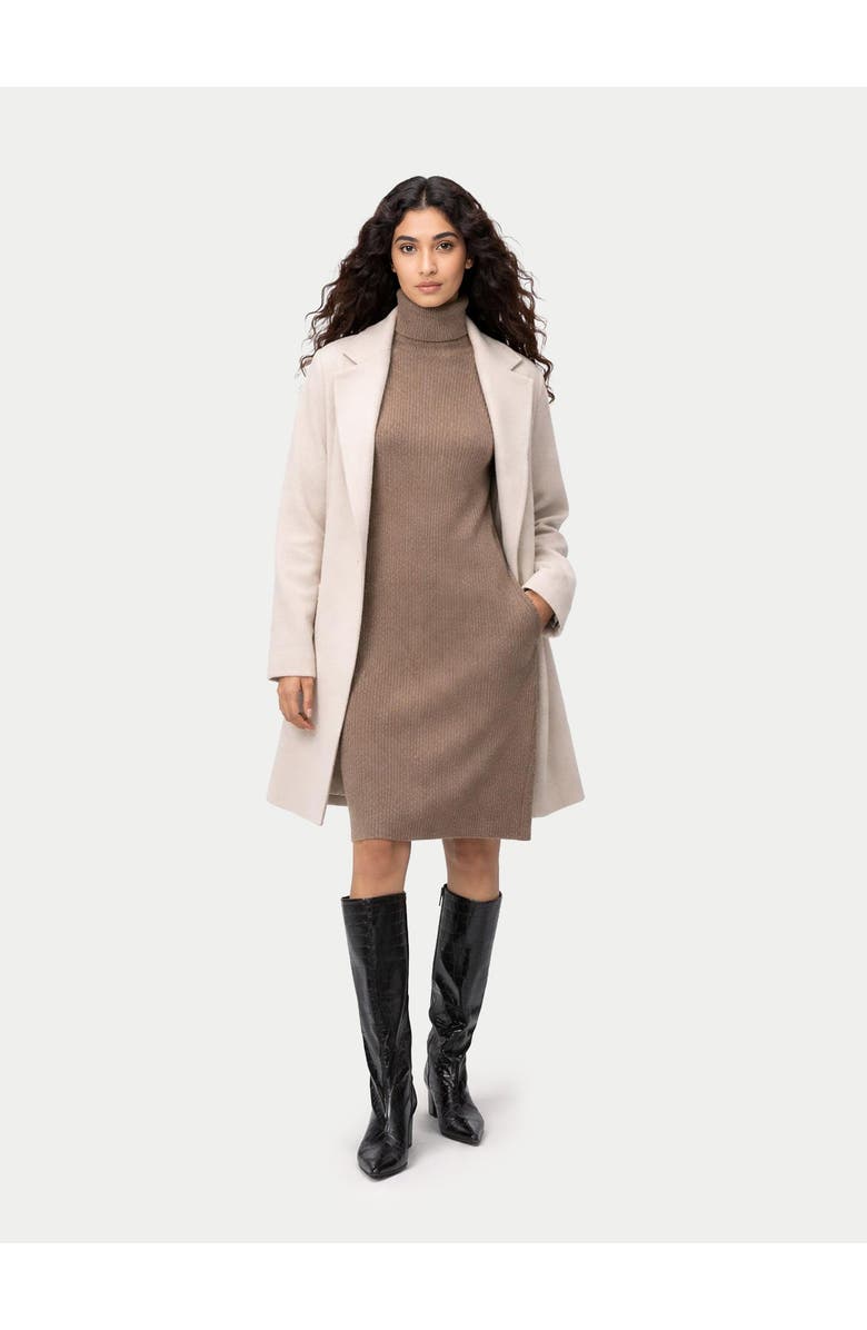 Gobi Cashmere Seamless T-Neck Cashmere Dress, Alternate, color, Taupe