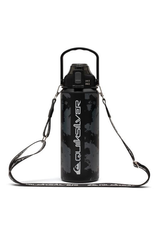 Quiksilver Ventura Double Walled Insulated 30oz Stainless Steel Tumbler With Cross Body Strap In Black