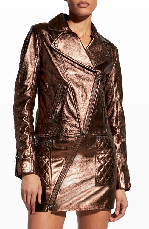 As By Df Elodie Upcycled Leather Jacket In Bronze