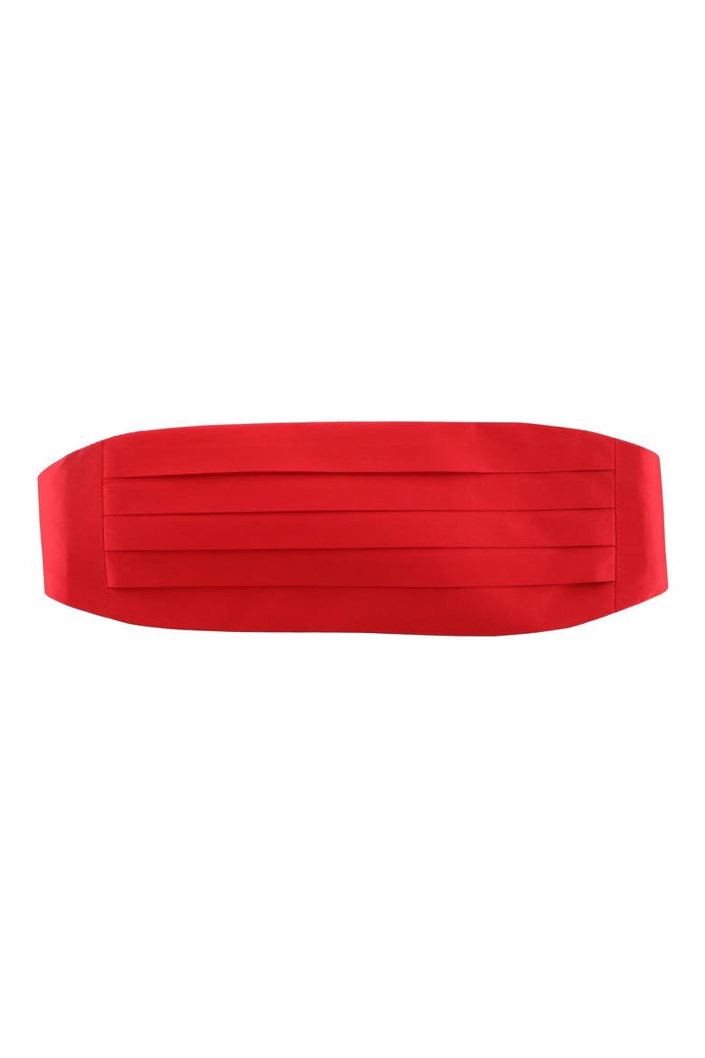 Sutton Solid Silk Cummerbund, Main, color, RED