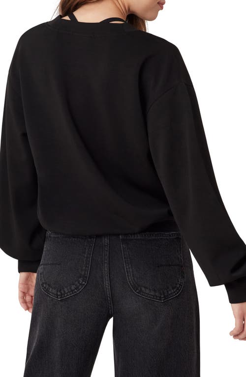 Scotch & Soda V-neck Pullover Sweatshirt In Black