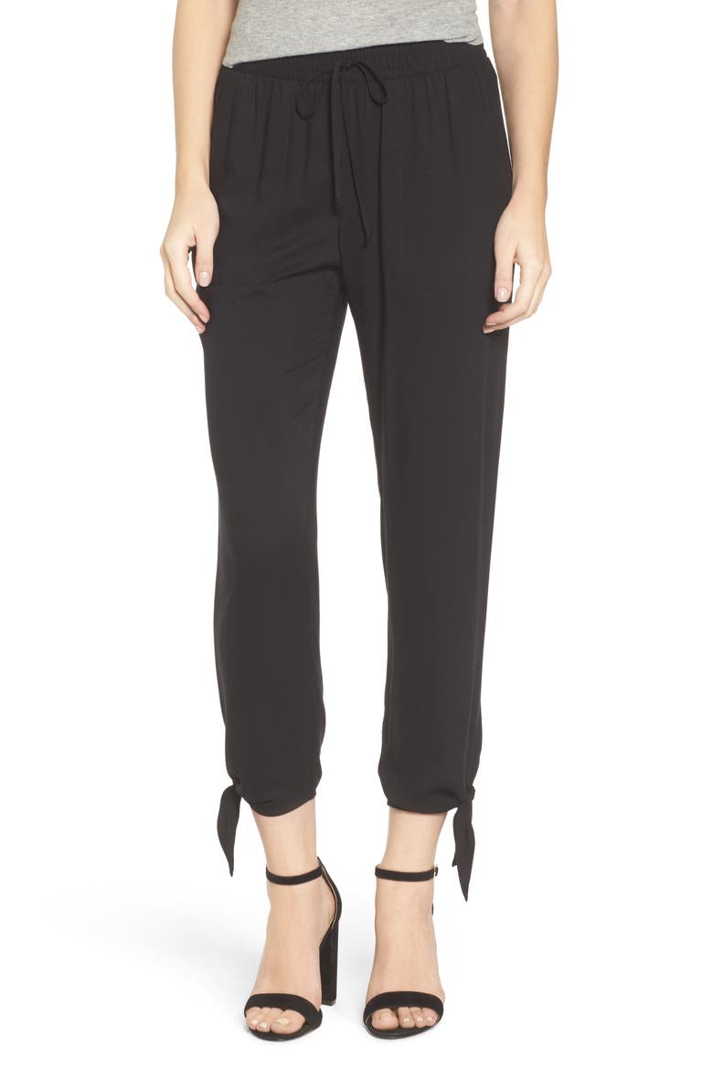 Ankle Tie Pants, Main, color, BLACK