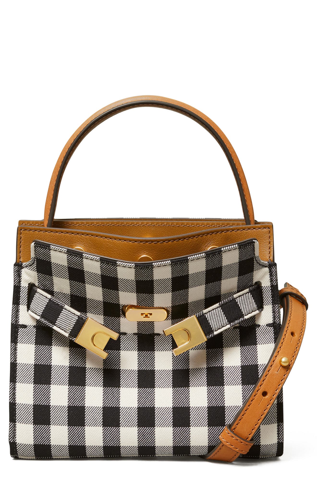 Tory Burch Petite Lee Radziwill Gingham Double Shoulder Bag, Main, color, 