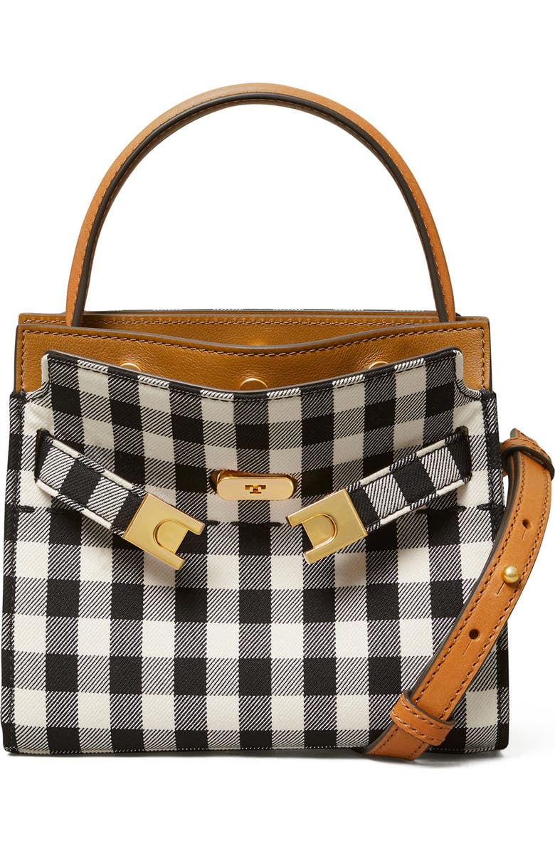 Tory Burch Petite Lee Radziwill Gingham Double Shoulder Bag, Main, color,