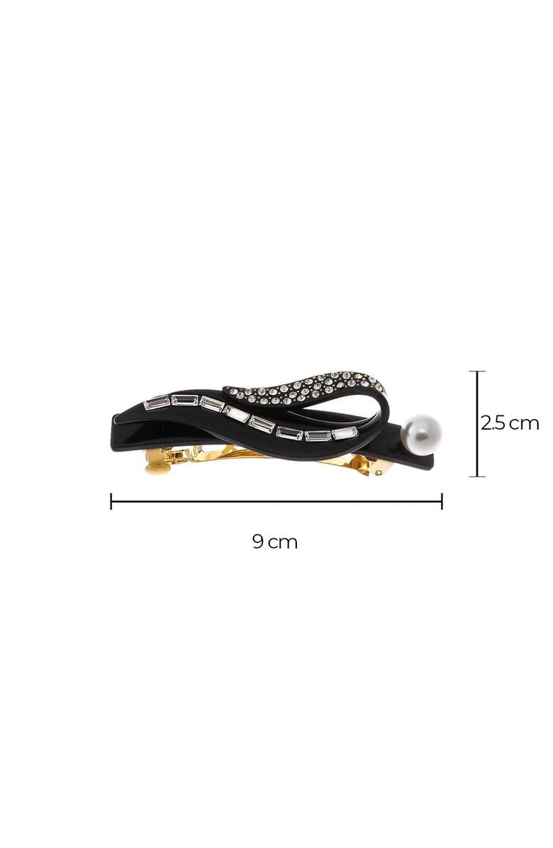 BY ADINA EDEN Pearl, Baguette, & Rhinestone Hair Barrette, Alternate, color, Black
