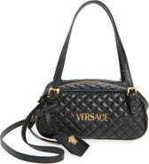 Versace Mini Tag Bowling Quilted Leather Shoulder Bag