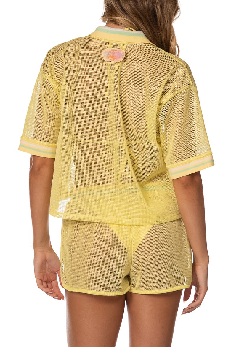 Golden Ray Kythi Mesh Cover-Up Shorts, Alternate, color, BRIGHT YELLOW