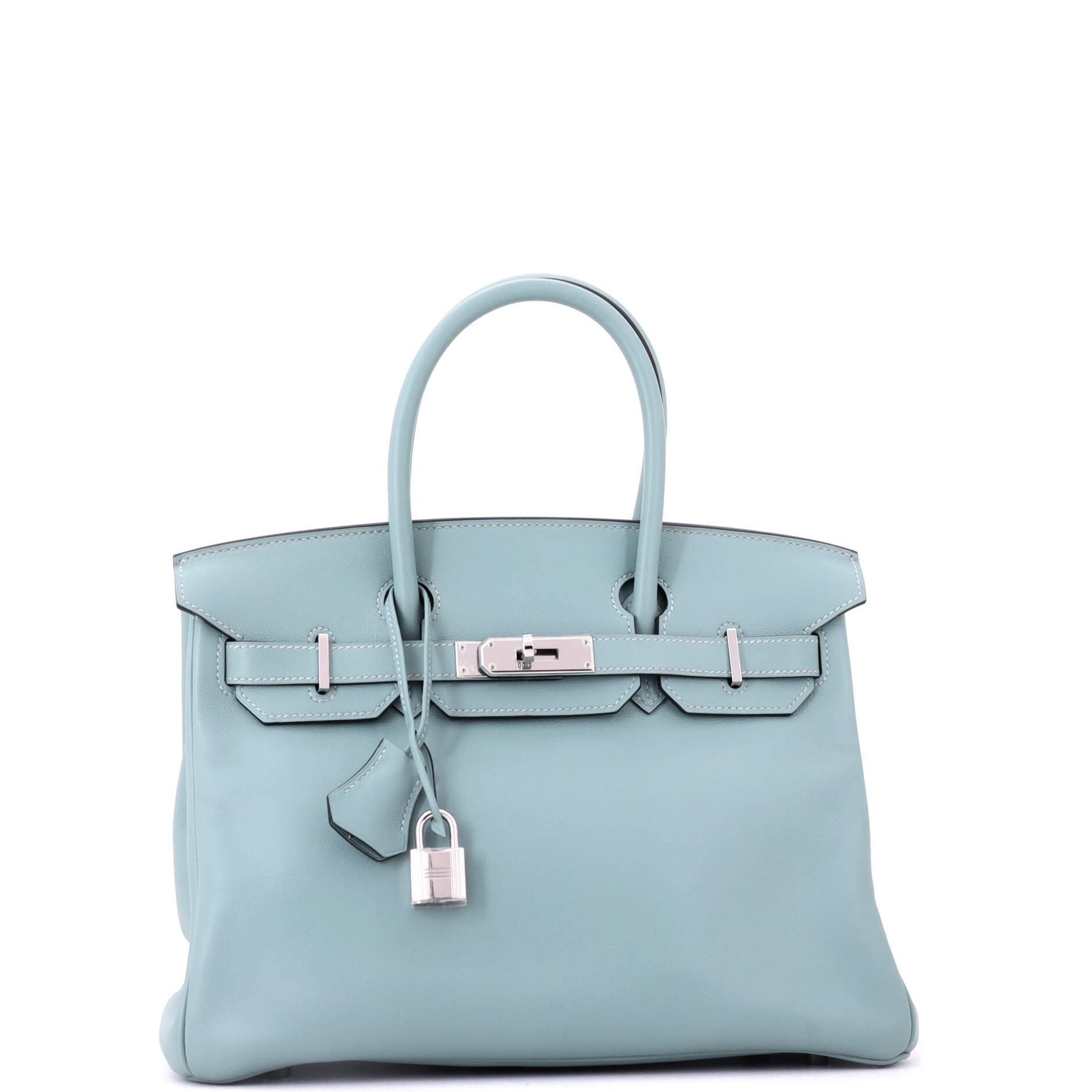 Pre-Owned Hermes Birkin Handbag Blue Swift with Palladium Hardware 30, Alternate, color, Ciel