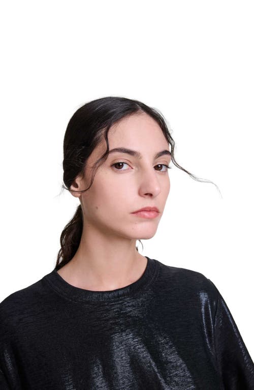 Maje Lamé T-shirt In Black/glitter