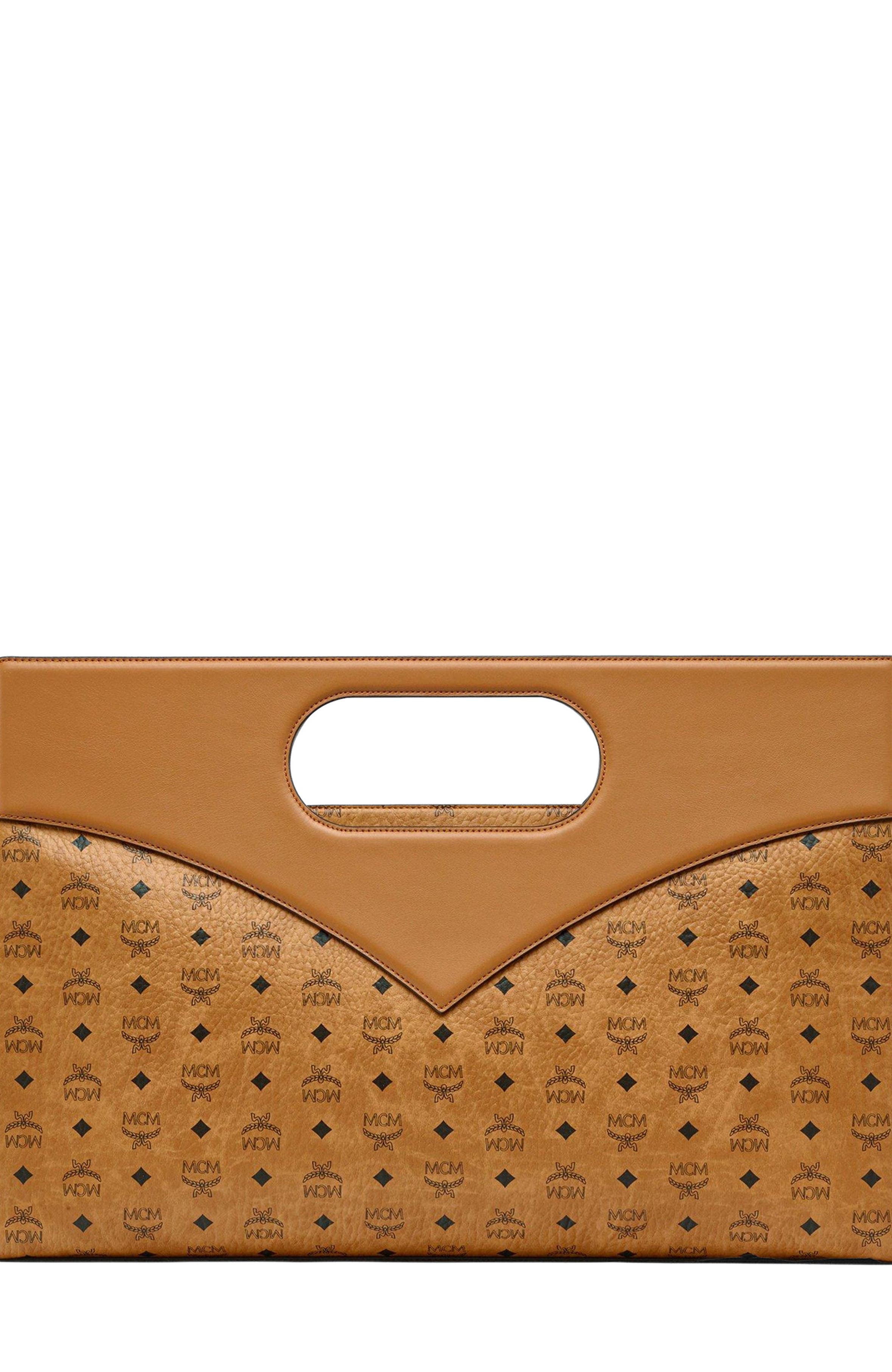 MCM Diamond Bag in Visetos Leather Mix, Alternate, color, Cognac