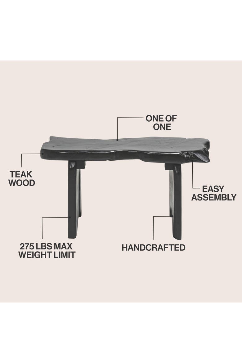 Stumpy Rustic Solid Wood Live Edge Entryway Bench, Backless Armless Accent Seat for Living Room, Hallway Bedroom, Alternate, color, Black