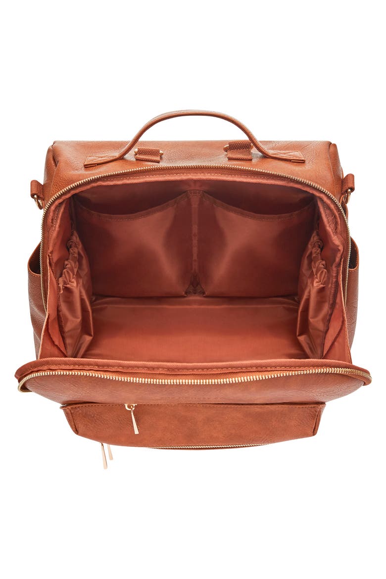 Cross Country Faux Leather Diaper Bag, Alternate, color, COGNAC