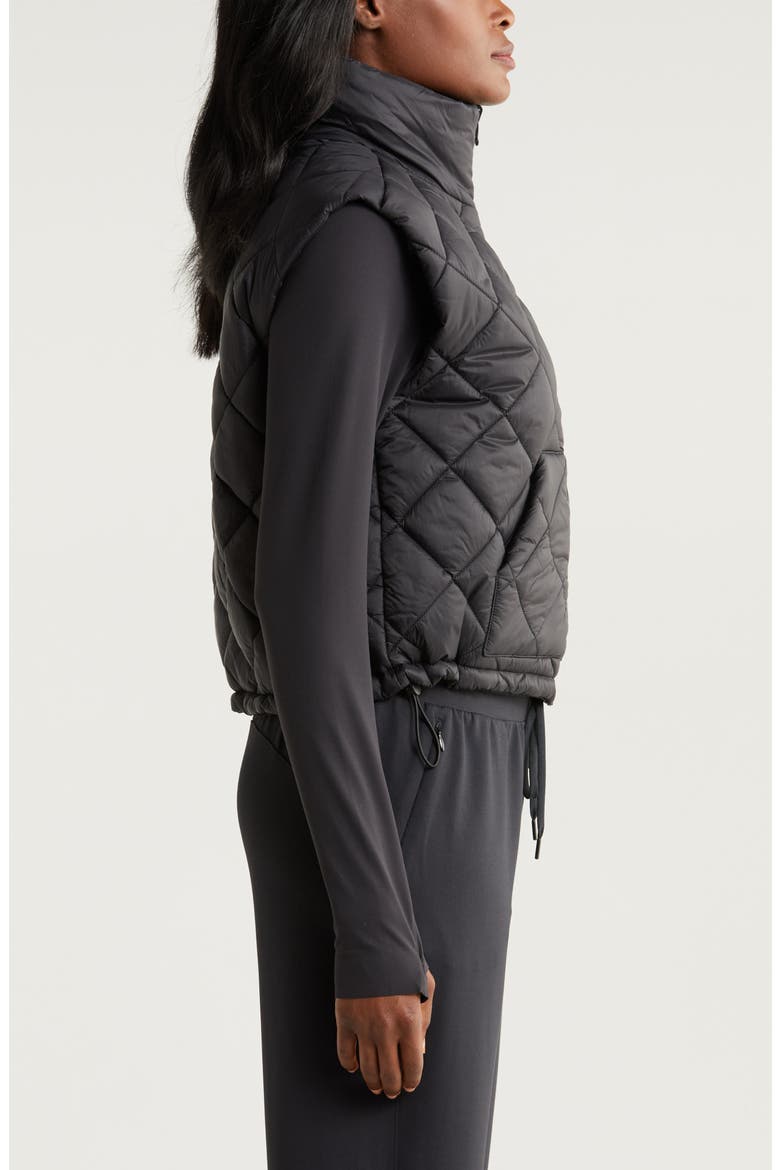Reversible Quilted Nylon Puffer Vest, Alternate, color, BLACK