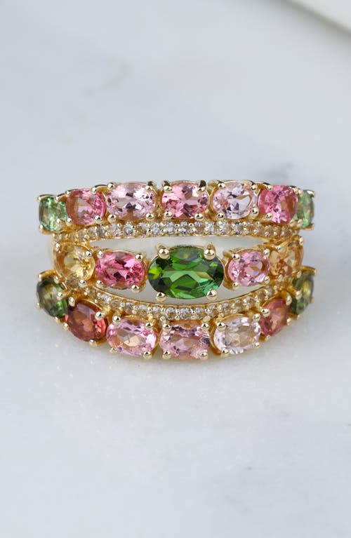Ys Gems Multicolored Tourmaline & White Topaz Ring