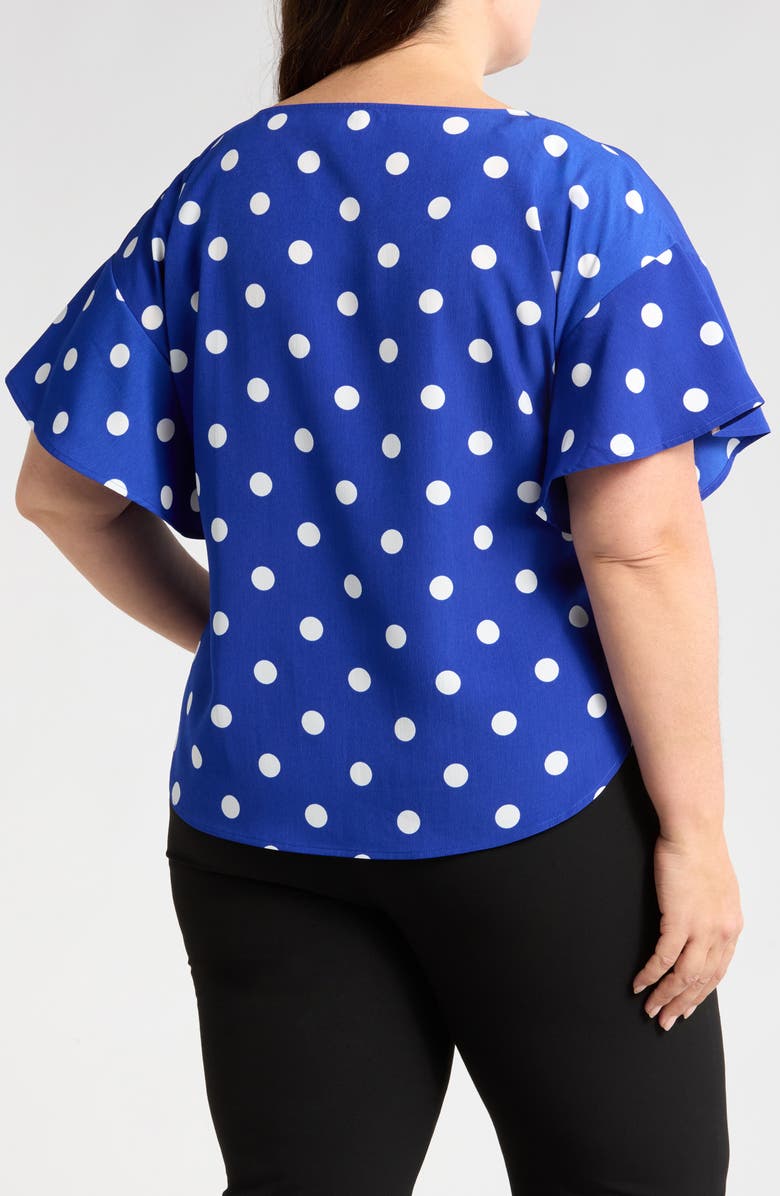 Anne Klein Polka Dot Flutter Sleeve Top, Alternate, color, 
