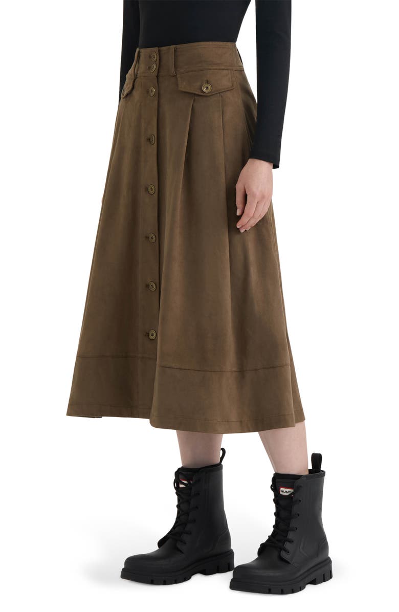 Hunter Faux Suede A-Line Midi Skirt, Alternate, color, Hunter Green