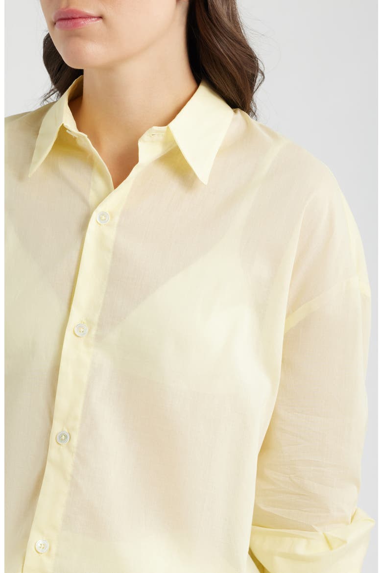 Oversized Cotton Button-Up Shirt, Alternate, color, BUTTER YELLOW SHEER