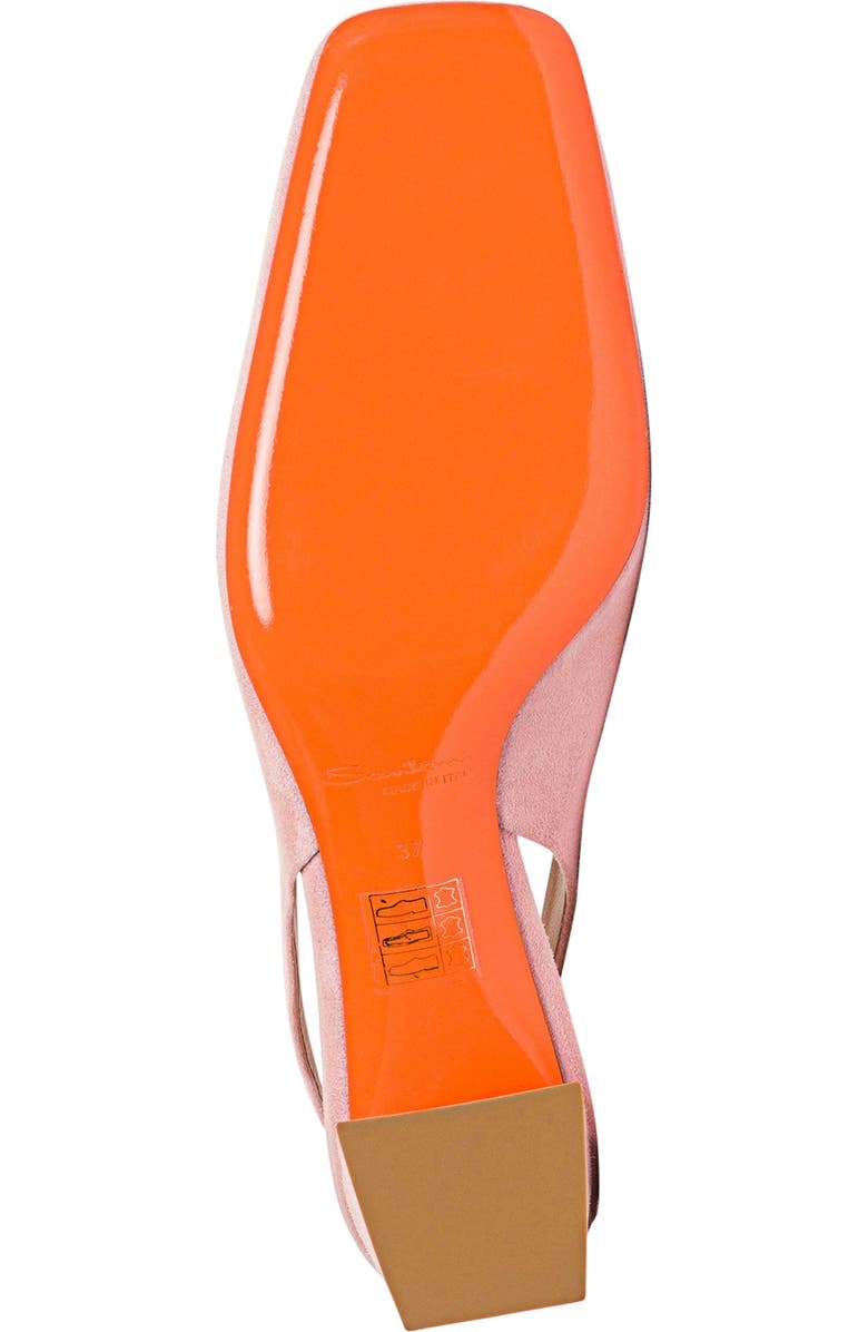 Santoni Women's Suede Mid-Heel Slingback, Alternate, color, Pink
