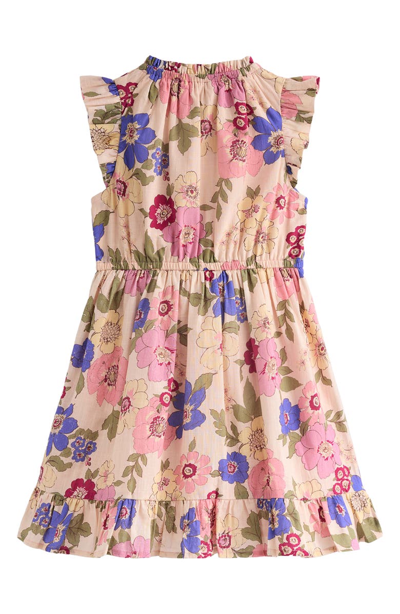 Mini Boden Kids' Gathered Elastic Waist Dress, Alternate, color, Blooming Pink Floral Bloom