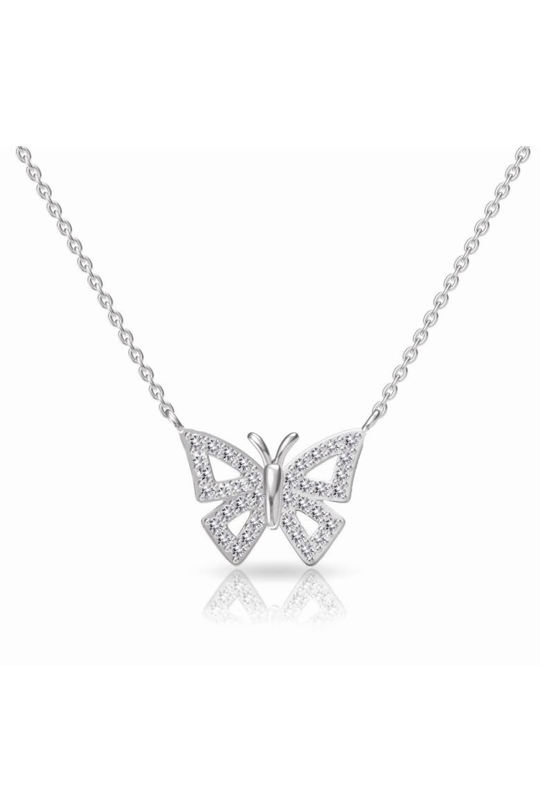 Butterfly Crystal Pendant Necklace, Main, color, Silver