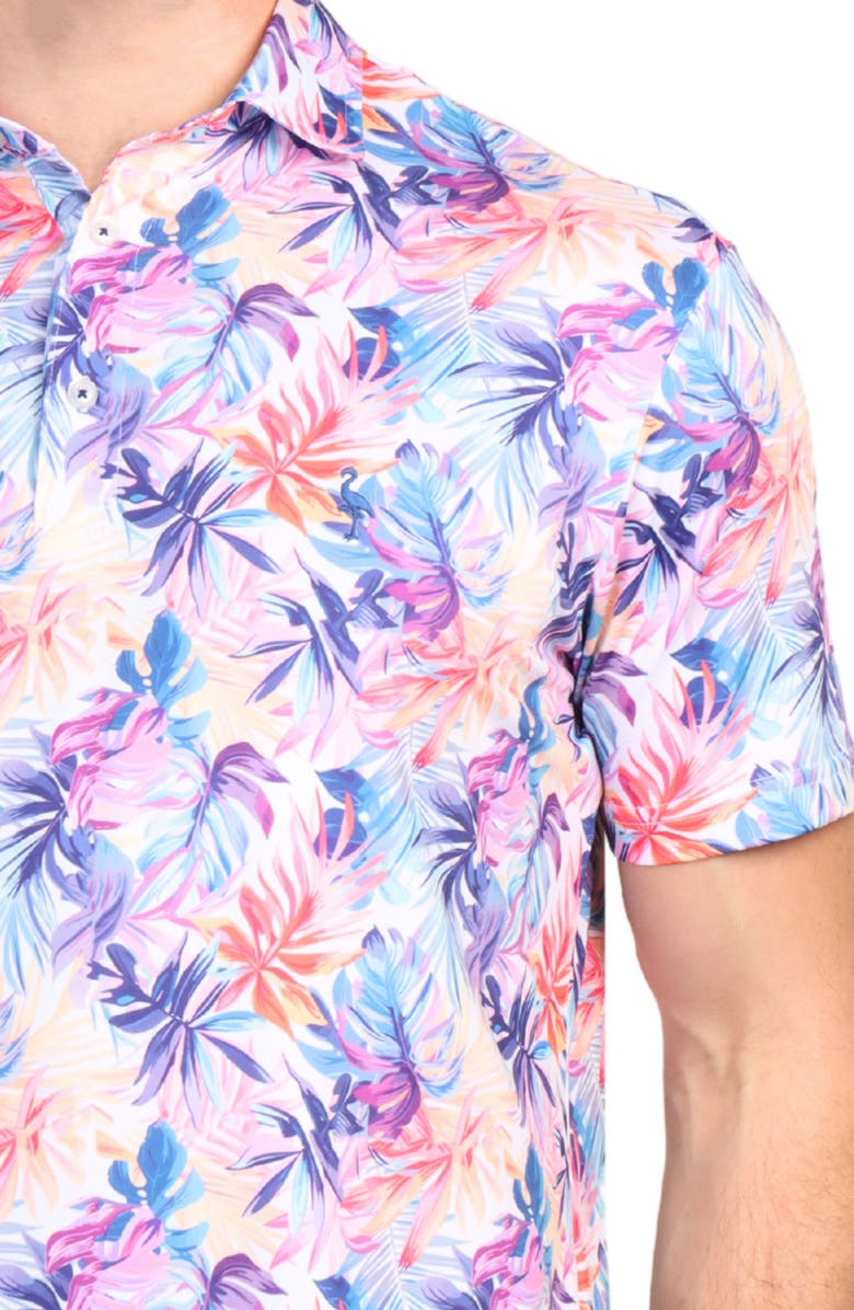 TailorByrd Watercolor Leaf Print Performance Polo, Alternate, color, Purple Multi