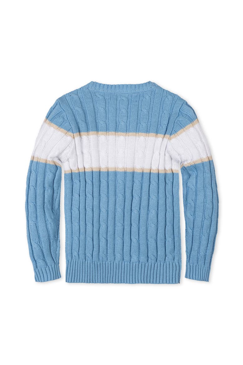 Kids' Organic Cable Crewneck Pullover Sweater, Alternate, color, Bluebell Stripe