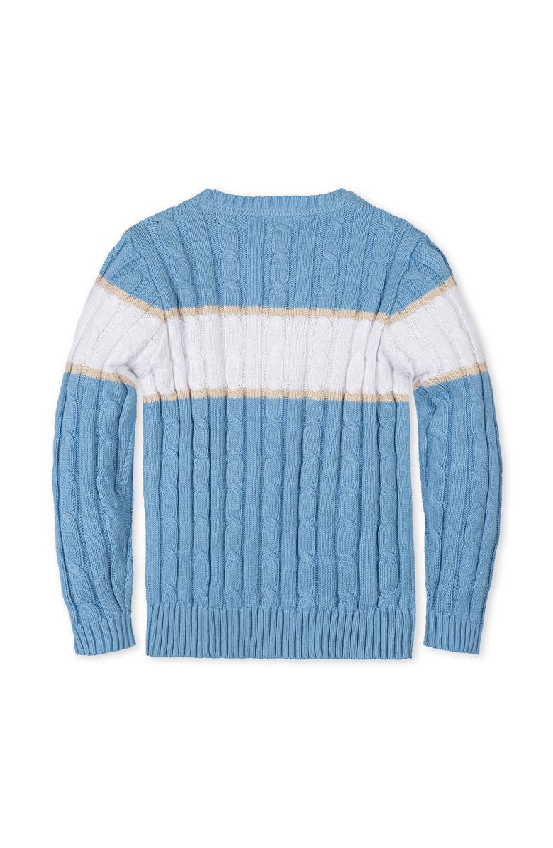 Hope & Henry Kids' Organic Cable Crewneck Pullover Sweater, Alternate, color, Bluebell Stripe