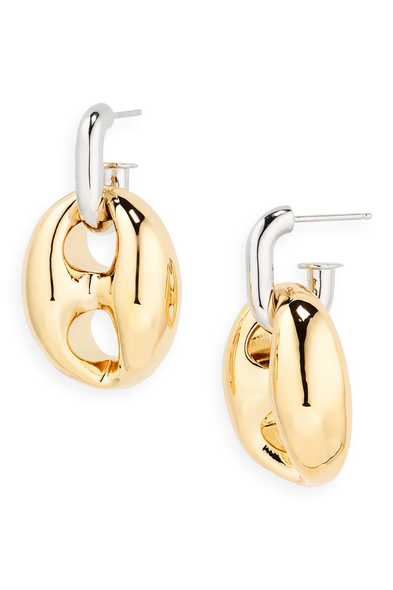 Eight Two-Tone Drop Earrings, Main, color, GOLD / SILVER