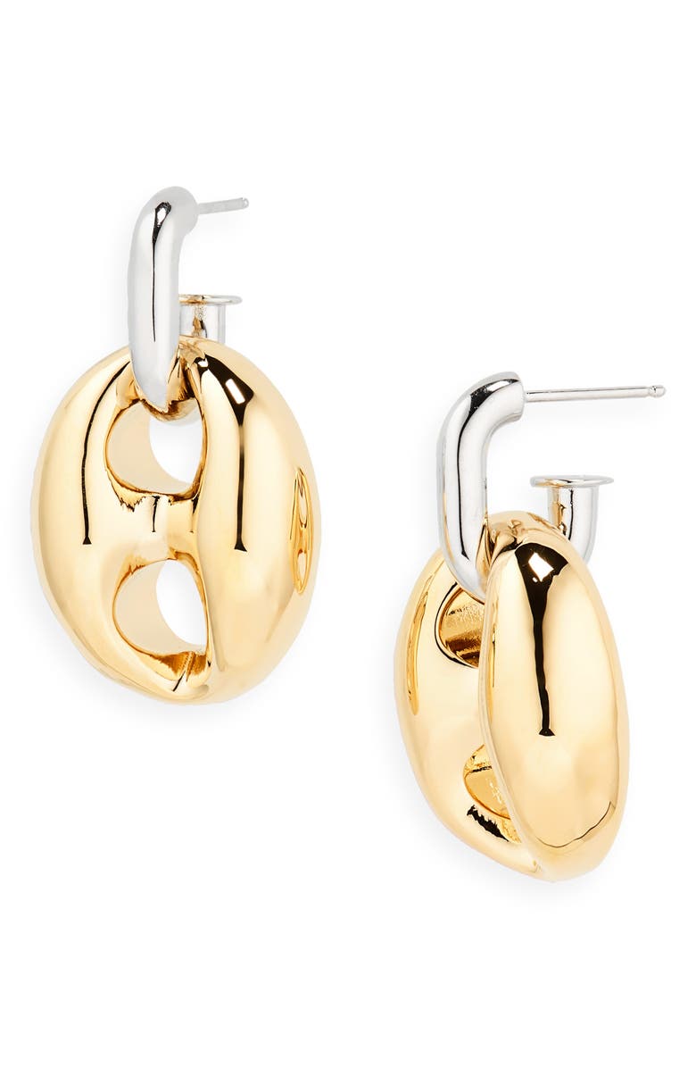 Rabanne Eight Two-Tone Drop Earrings, Main, color, 