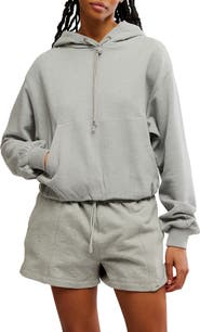 Free People Day Off Crop Cotton Blend Hoodie