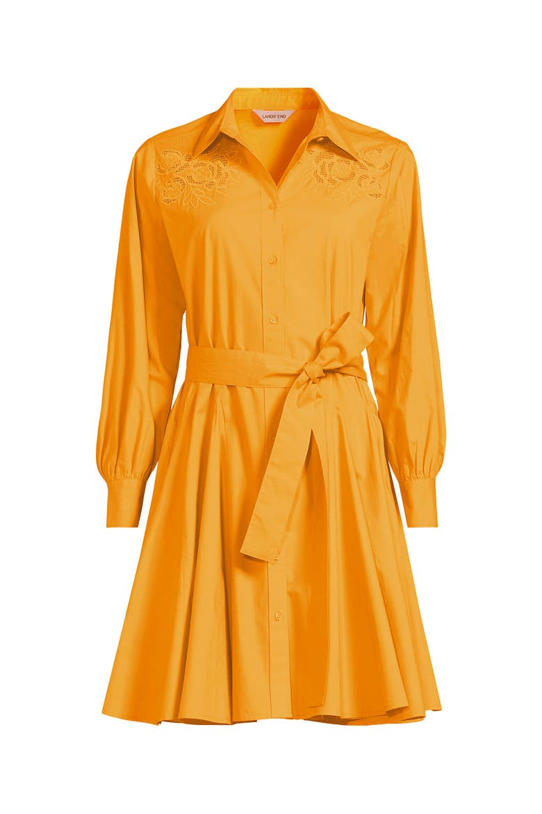 Poplin Button Front Dress with Godets, Alternate, color, Sweet Mango