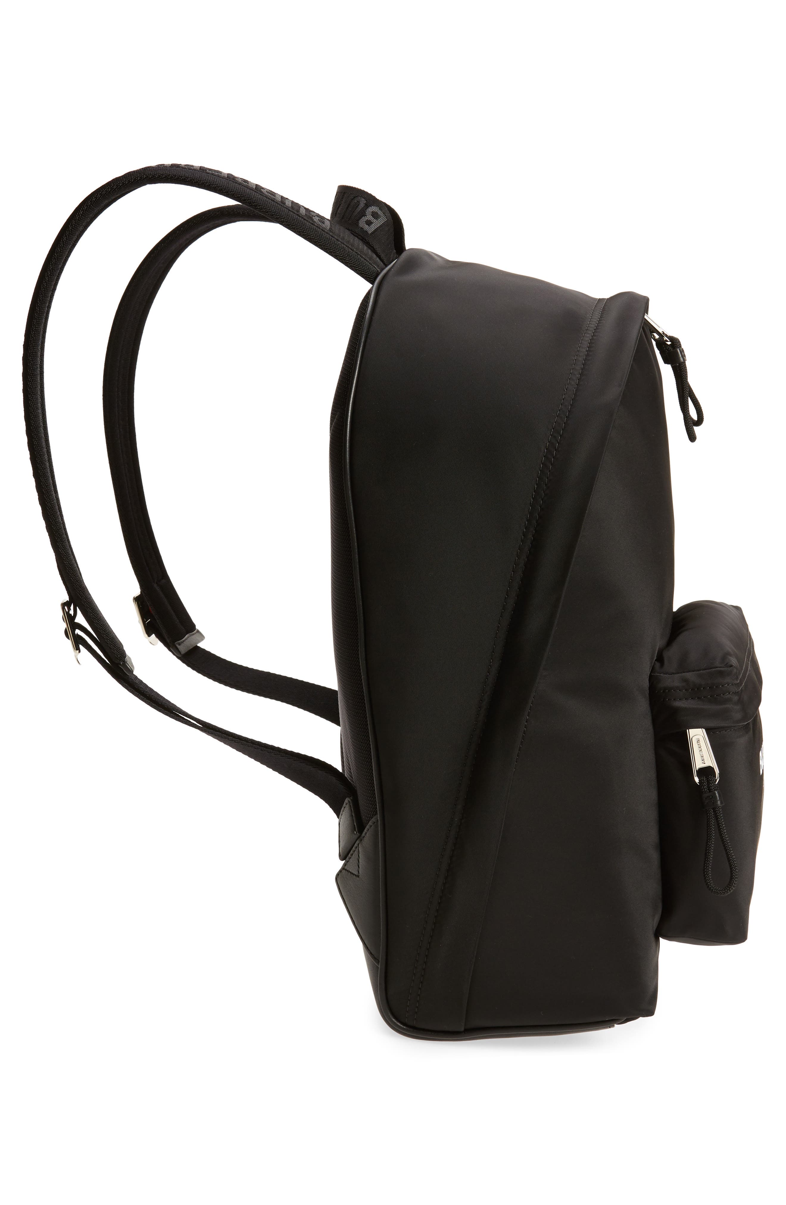 Logo Print Nylon Backpack, Alternate, color, BLACK