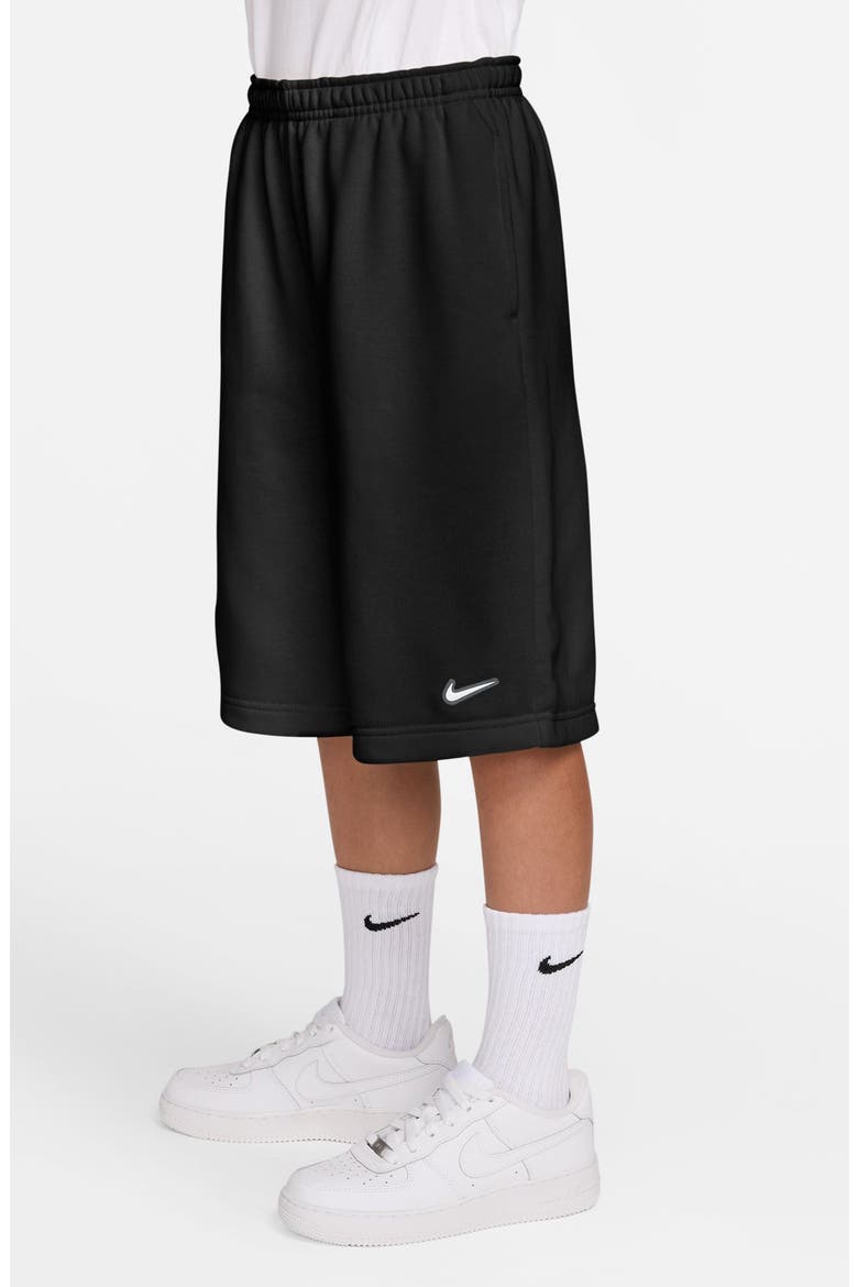 Kids' Dri-FIT Fleece Shorts, Alternate, color, 010 BLACK/WHITE