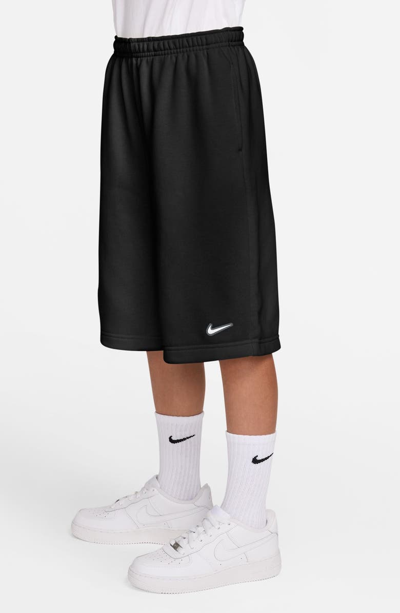 Nike Kids' Dri-FIT Fleece Shorts, Alternate, color, 010 Black/White