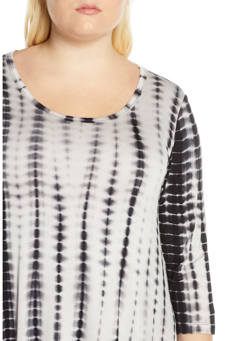 Tie Dye Handkerchief Hem Top, Alternate, color, BLK/ WHT