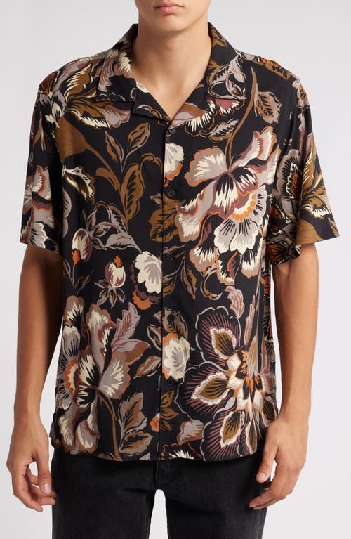 Wax London Didcot Floral Camp Shirt in Black /Multi 