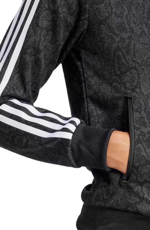 Adidas Originals Firebird Snakeskin Print Recycled Polyester Track Jacket In Gray
