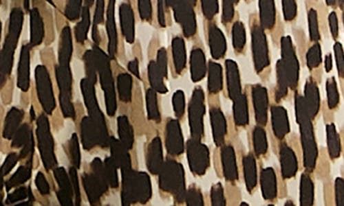 Shop Nina Leonard Sleeveless Faux Wrap Jumpsuit In Tan Multi