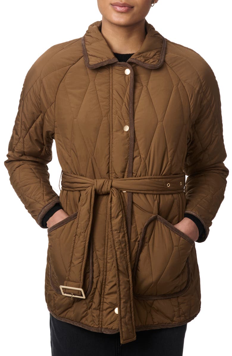 Bernardo Belted Quilted Jacket, Alternate, color,