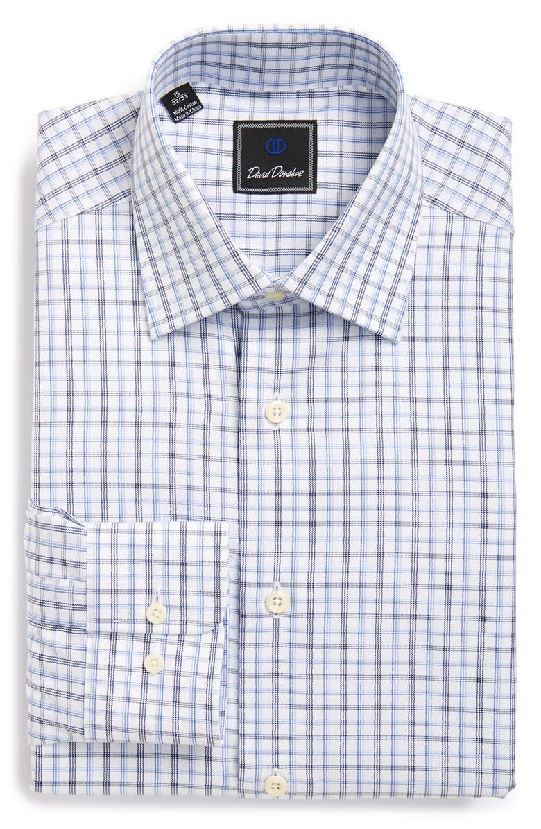David Donahue Regular Fit Check Dress Shirt, Main, color,