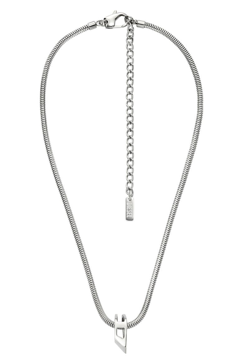 D Logo Ring Pendant Necklace, Alternate, color, SILVER