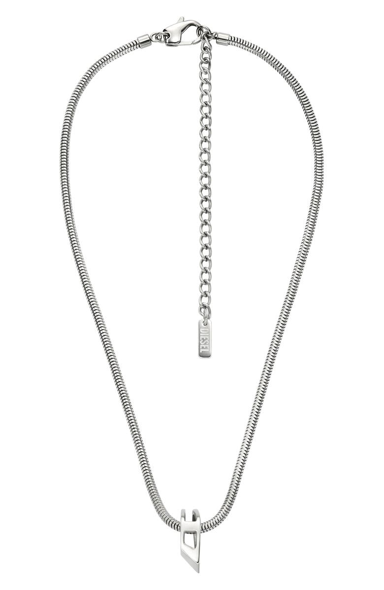 DIESEL<sup>®</sup> D Logo Ring Pendant Necklace, Alternate, color, Silver