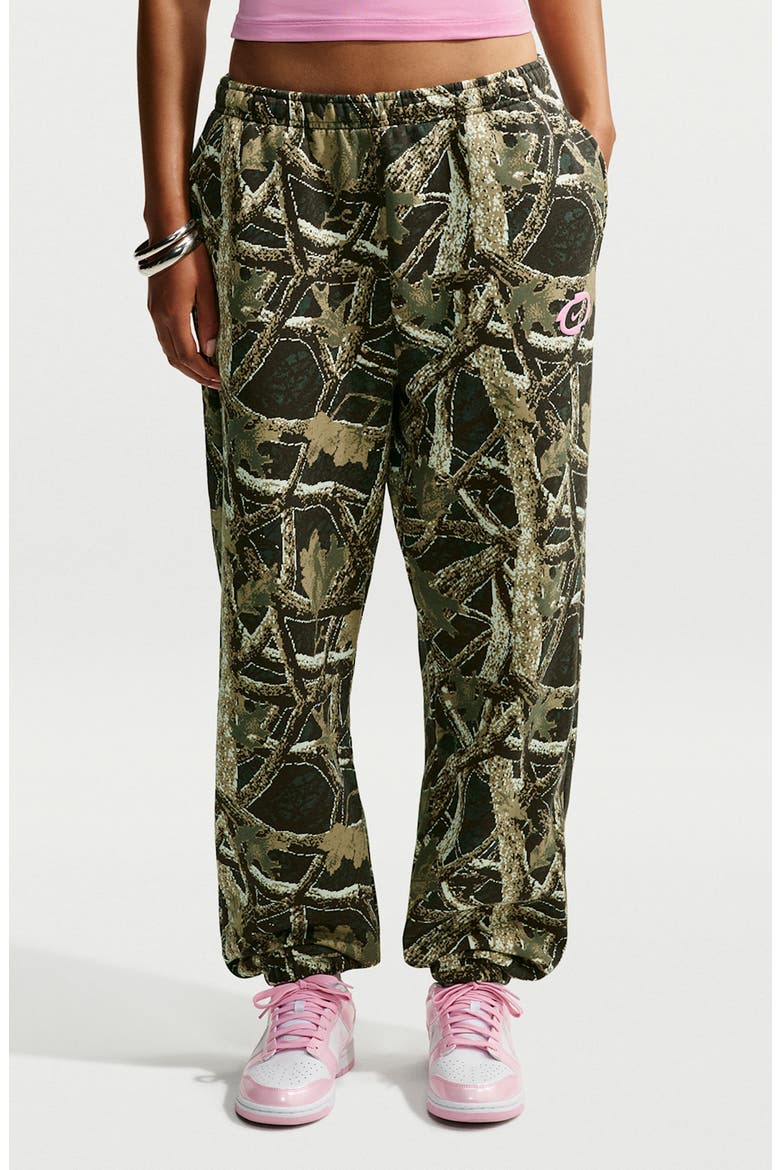 High Waist Camouflage Print Joggers, Main, color, CAMO GREEN/ PINK RISE