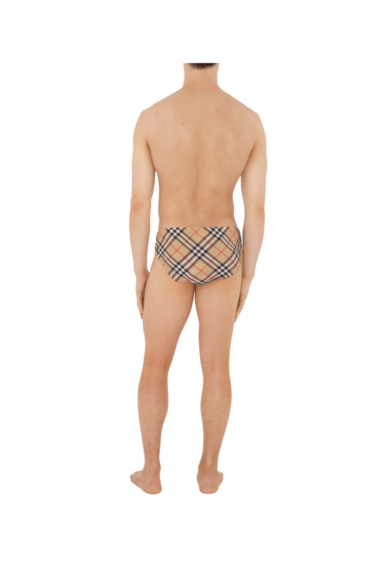 Burberry Check Swim Briefs, Alternate, color, Sand