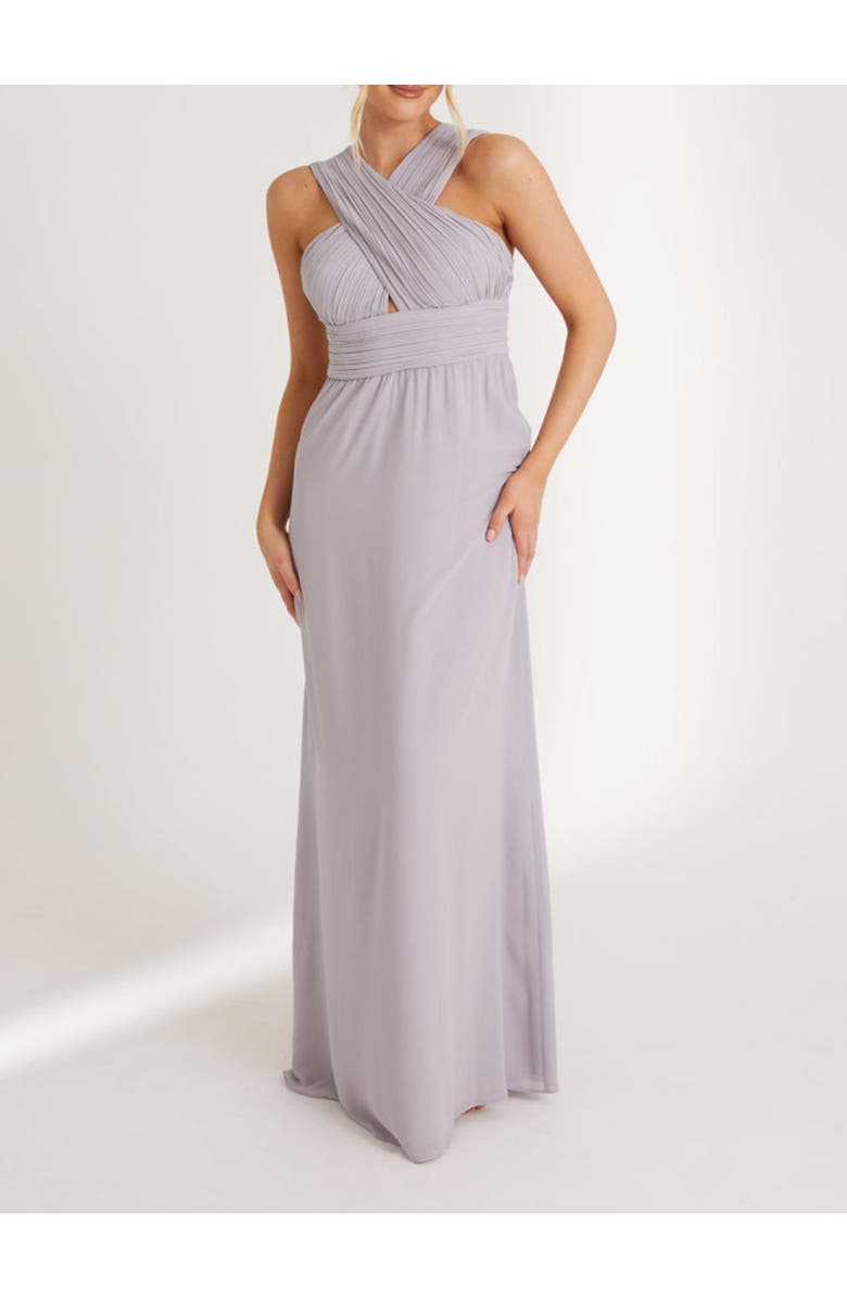 Six Stories Cross Neck Chiffon Bridesmaid Dress, Alternate, color, Lilac