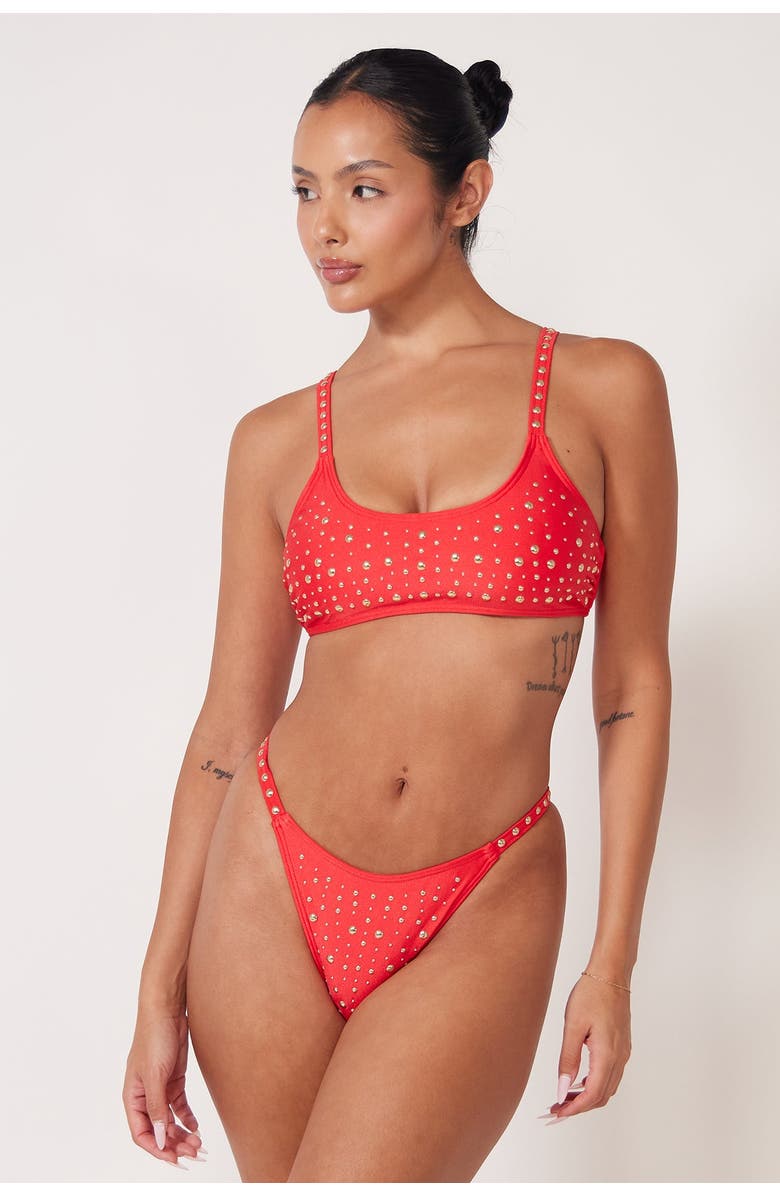Villa Fresca Cara Bikini Swimsuit Top, Main, color, Chili