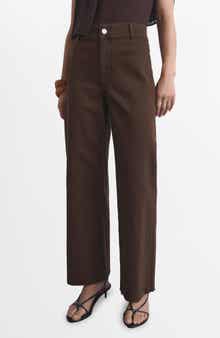 MANGO Catherin Frayed High Waist Wide Leg Culotte Jeans