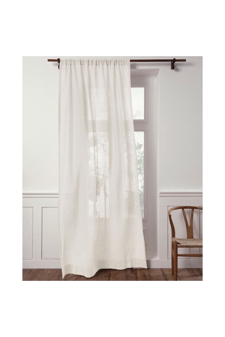 Linen Sheer Curtain with Rod Pocket  - 1 Panel., Main, color, Ivory