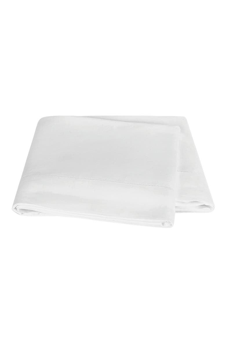 Roman Hemstitch Linen Flat Sheet, Main, color, WHITE
