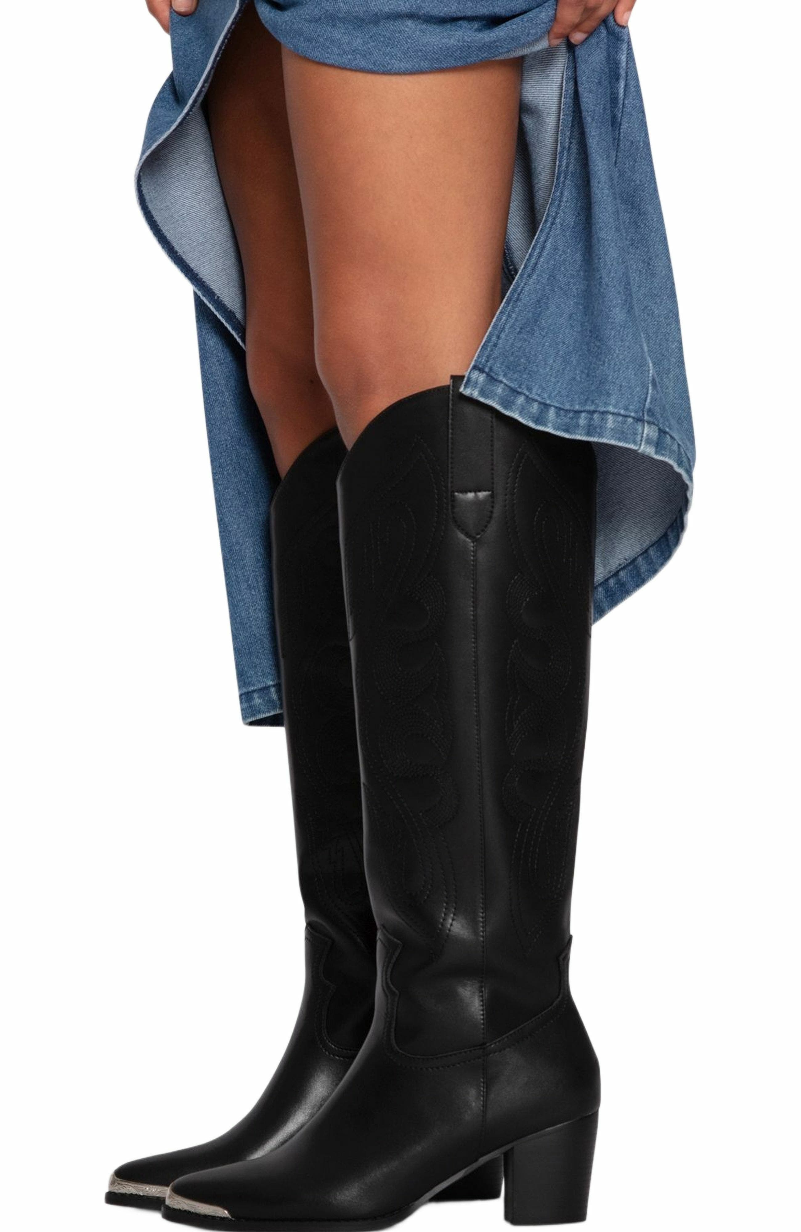 Belle & Bloom Rebelle Knee High Western Boot, Alternate, color, Black